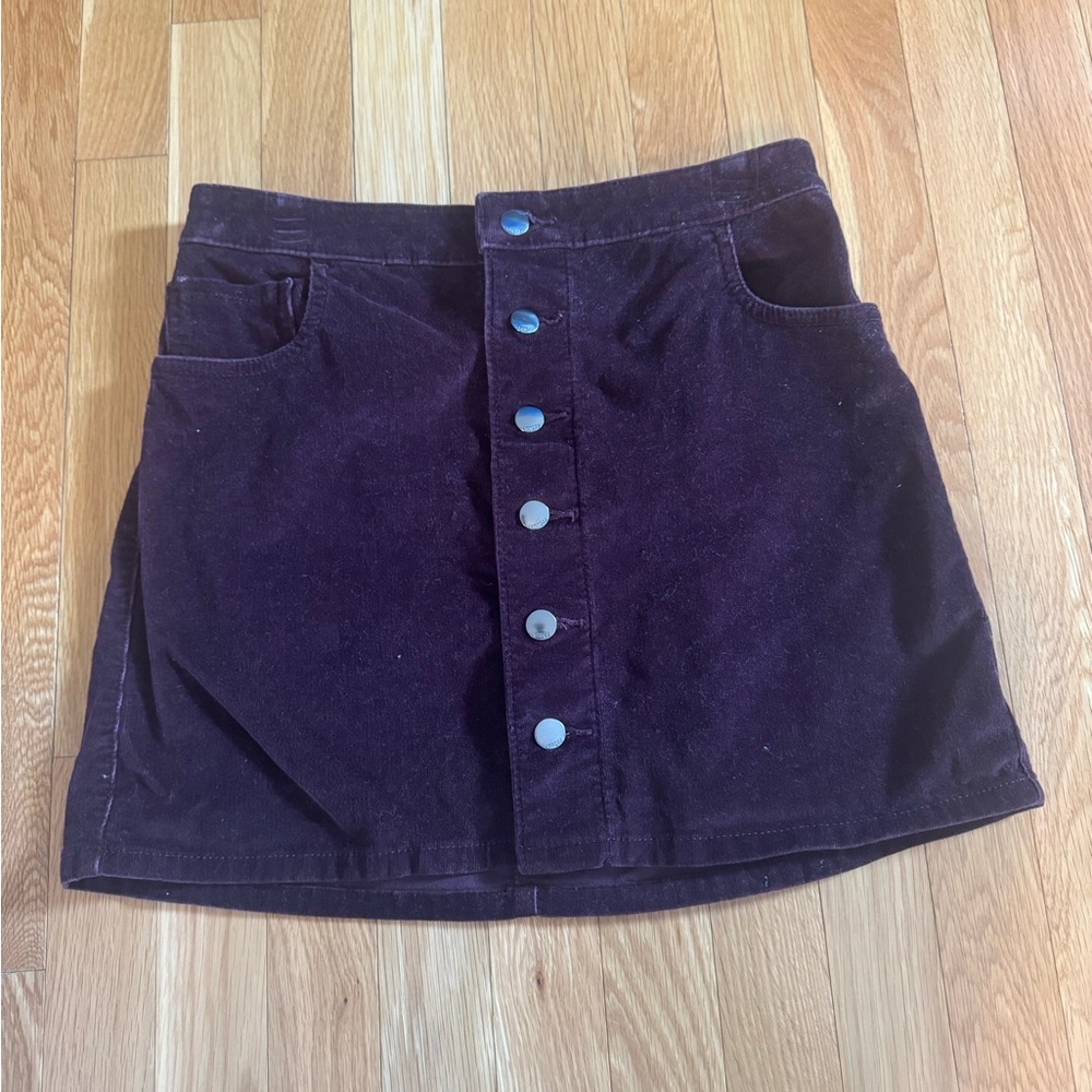 Express Burgundy Corduroy Button-Front Skirt